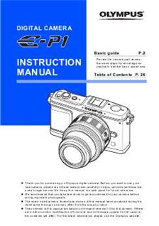 Olympus E P1 manual. Camera Instructions.