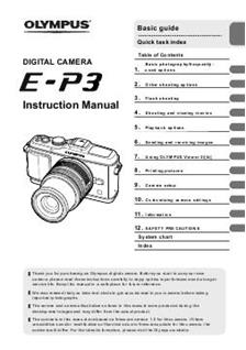 Olympus E P3 manual. Camera Instructions.