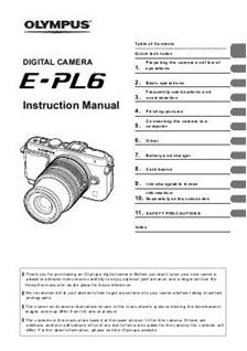 Olympus E PL6 manual. Camera Instructions.