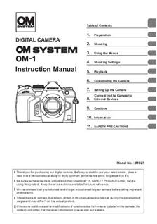 Olympus OM 1 manual. Camera Instructions.