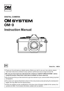 Olympus OM 3 manual. Camera Instructions.