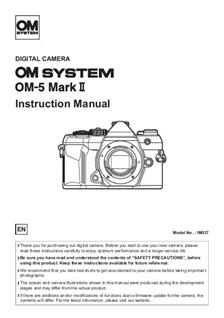 Olympus OM 5 manual. Camera Instructions.