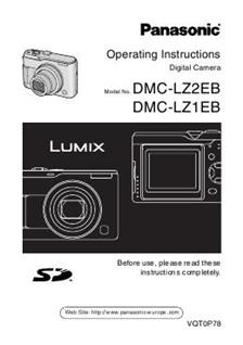 Panasonic Lumix LZ2 manual. Camera Instructions.