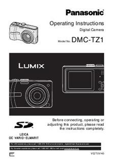 Panasonic Lumix TZ1 manual. Camera Instructions.