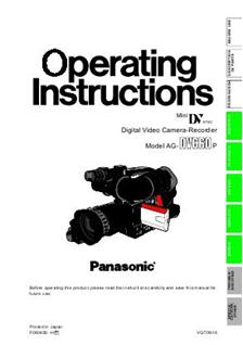 Panasonic AG DVC 60 manual. Camera Instructions.