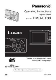 Panasonic Lumix FX30 manual. Camera Instructions.