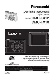 Panasonic Lumix FX12 manual. Camera Instructions.