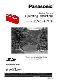 Panasonic Lumix F7 manual. Camera Instructions.
