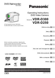 Panasonic VDR D 250 manual. Camera Instructions.
