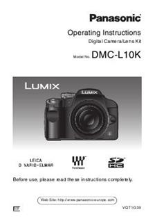 Panasonic Lumix L10 manual. Camera Instructions.