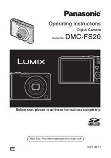 Panasonic Lumix FS20 manual. Camera Instructions.