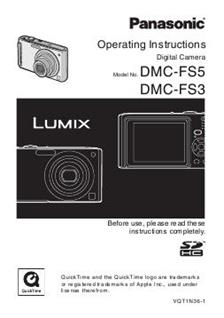 Panasonic Lumix FS3 manual. Camera Instructions.