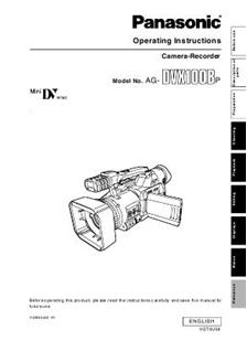 Panasonic AG DVX 100 manual. Camera Instructions.