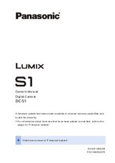 Panasonic Lumix S1 manual. Camera Instructions.