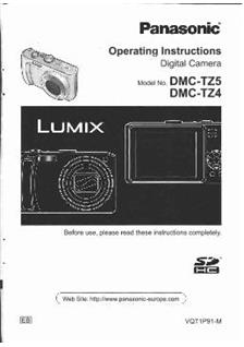 Panasonic Lumix TZ5 manual. Camera Instructions.