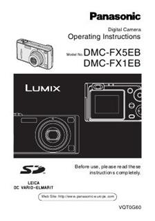Panasonic Lumix FX5 EB manual. Camera Instructions.