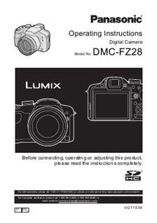 Panasonic Lumix FZ28 manual. Camera Instructions.