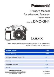 Panasonic Lumix GH4 manual. Camera Instructions.