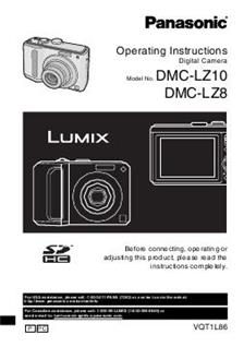 Panasonic Lumix LZ10 manual. Camera Instructions.
