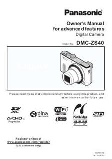 Panasonic Lumix ZS40 manual. Camera Instructions.