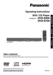 Panasonic DVD S700 Printed Manual