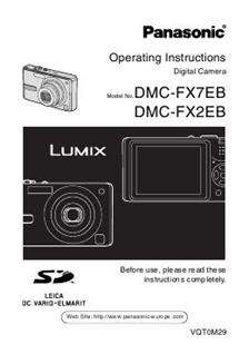 Panasonic Lumix FX7 manual. Camera Instructions.