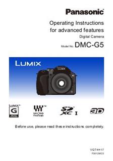 Panasonic Lumix G5 manual. Camera Instructions.