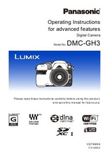 Panasonic Lumix GH3 manual. Camera Instructions.