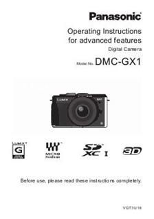 Panasonic Lumix GX1 manual. Camera Instructions.