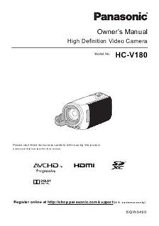 Panasonic HCV180 manual. Camera Instructions.