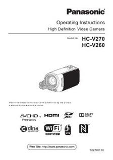 Panasonic HC V270 manual. Camera Instructions.