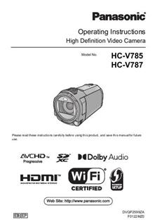 Panasonic HC V785 manual. Camera Instructions.
