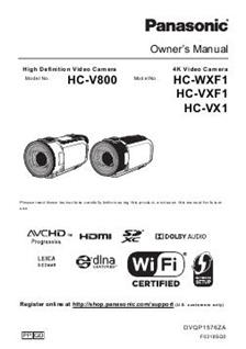 Panasonic HC VXF1 manual. Camera Instructions.