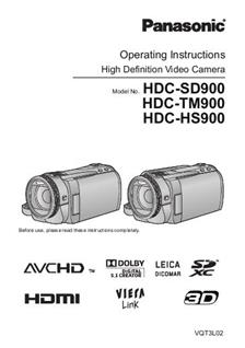 Panasonic HDC TM900 manual. Camera Instructions.