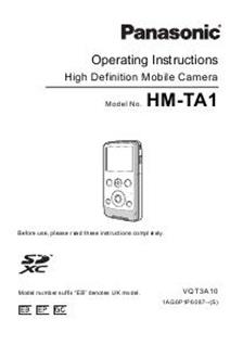 Panasonic HM TA1 manual. Camera Instructions.