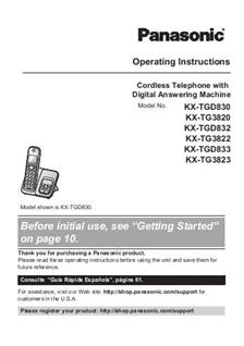 Panasonic KX TGD832 manual. Camera Instructions.