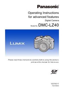 Panasonic Lumix LZ40 manual. Camera Instructions.