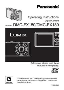 Panasonic Lumix FX180 manual. Camera Instructions.