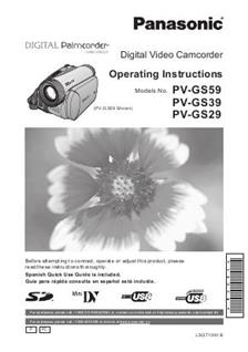 Panasonic PV GS 59 manual. Camera Instructions.