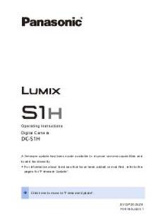 Panasonic Lumix S1H manual. Camera Instructions.