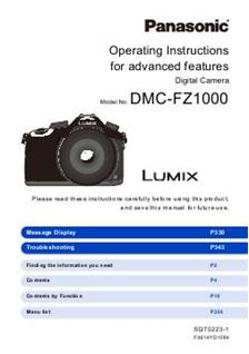Panasonic Lumix FZ1000 manual. Camera Instructions.