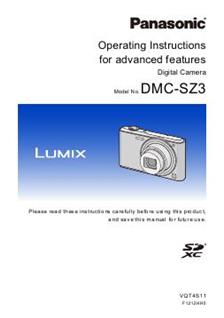Panasonic Lumix SZ3 manual. Camera Instructions.