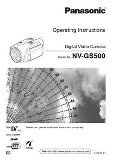Panasonic NV GS 500 manual. Camera Instructions.