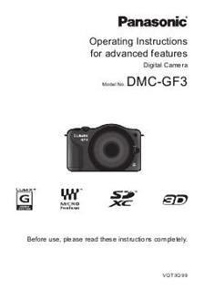 Panasonic Lumix GF3 manual. Camera Instructions.
