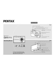 Pentax Optio T10 manual. Camera Instructions.
