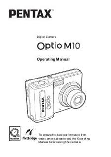 Pentax Optio M10 manual. Camera Instructions.