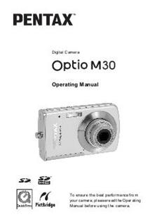 Pentax Optio M30 manual. Camera Instructions.