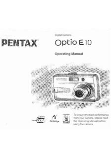 Pentax Optio E10 manual. Camera Instructions.