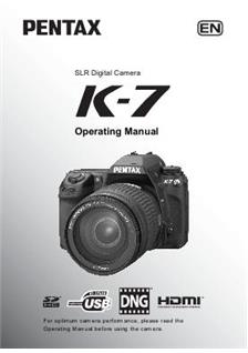 Pentax K 7 manual. Camera Instructions.