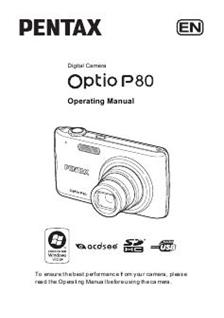 Pentax Optio P80 manual. Camera Instructions.